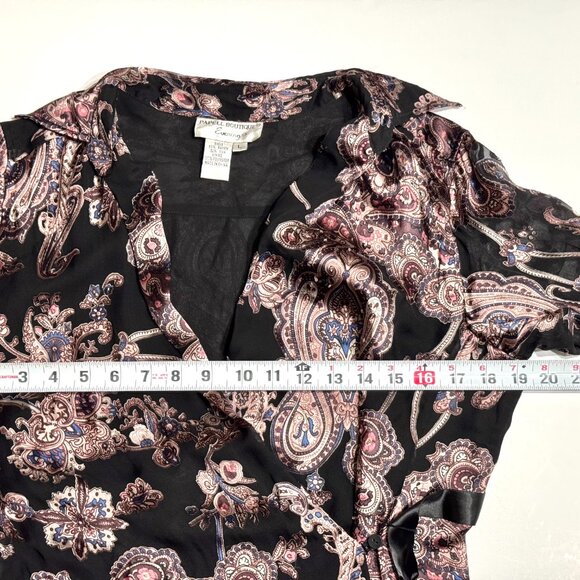 Vtg Y2K Silk Beaded Paisley Wrap Top Jacket Floral Tie Belt Whimsigoth Witchy - Picture 12 of 15